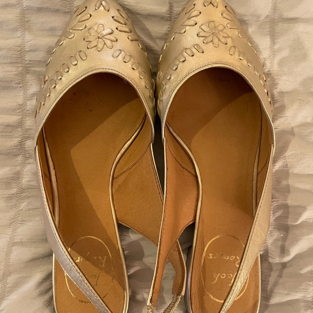 Jack Rogers Gold Pointed Slingback Flats Size 7